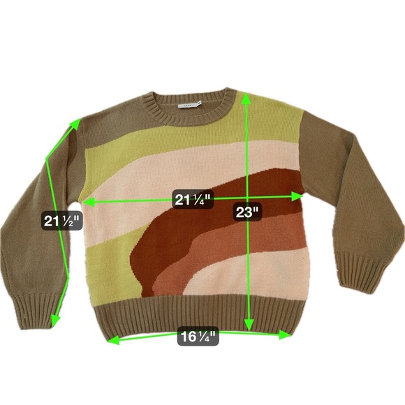 LUSH Colorblock Chunky Knit Sweater | Size Small | Retro Earth Tones - Picture 6 of 12
